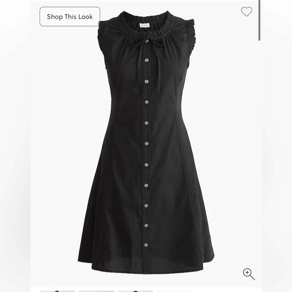J Crew black ruffle tie neck mini dress regenerative cotton size 10 new - Picture 4 of 7